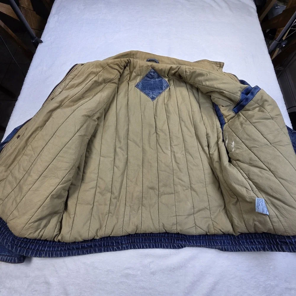 Vintage 90s Denim Lined Bomber Jacket‎ Size XL Unbranded Zip/snaps